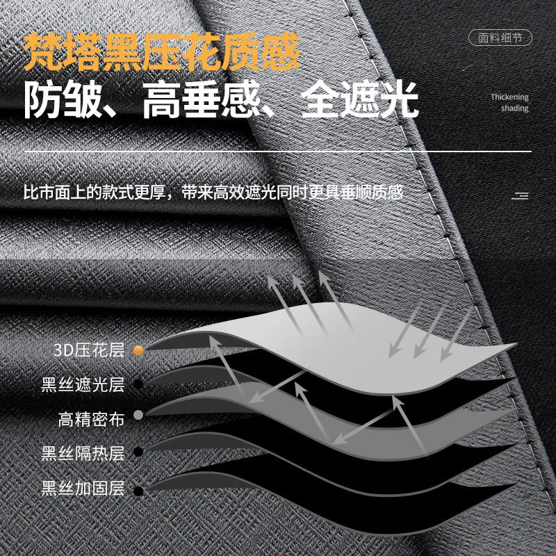 High Blackout Curtains for Bedroom and Living Room, Light-Proof, Soundproof, Heat-Insulating, Sun-Proof, Color-Blocking, Opaque, Simple, Light and Luxurious, Fully Blackout Cloth