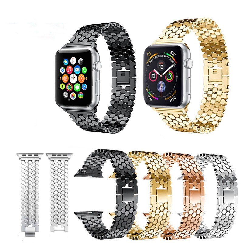 Suitable for Apple Watch Straps, Apple Watch Series 7, 6, 5, 4, 3, 2, 1, Se, Fish Scale Chain Metal, Cross-Border Hot Selling