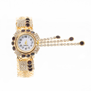 Cross-border new fashion ladies Korean full diamond alloy fashion watch creative tassel quartz bracelet factory supply