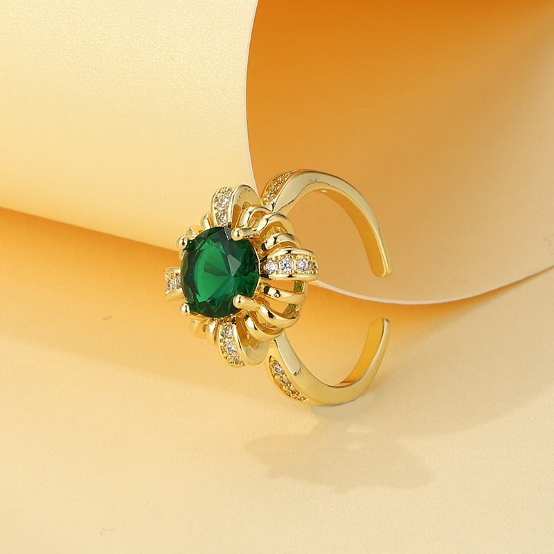 Simple Style Geometric Copper Inlay Zircon Open Ring 1 Piece