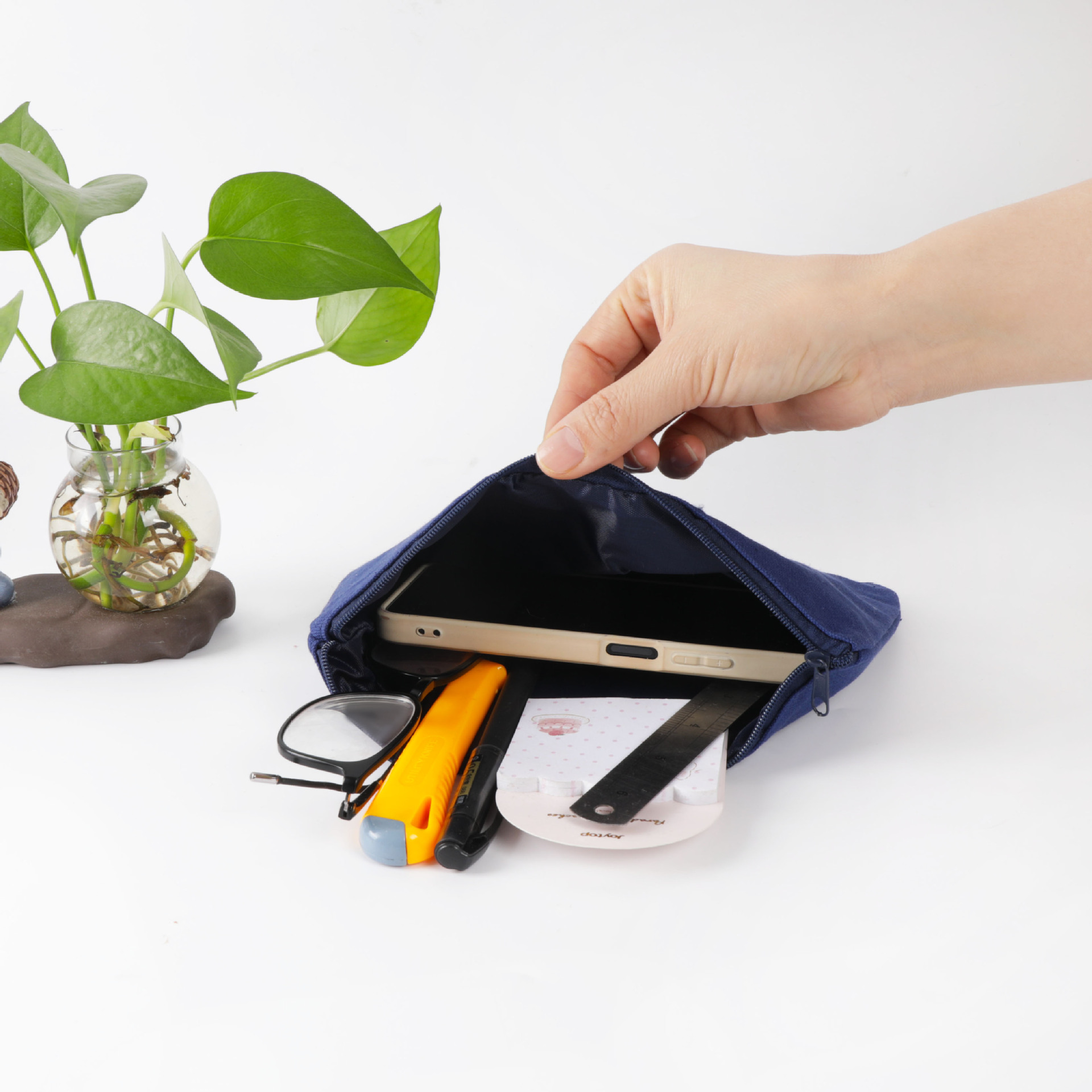 Lienzo lápiz caso personalizado estudiante artístico en Blanco Bolsa de lona logotipo imprimible engrosada Oxford tela bolsa de cosméticos personalizado