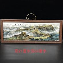 手绘瓷板画门墙中式走廊万里长城式客厅装饰背景山水画瓷砖绘画