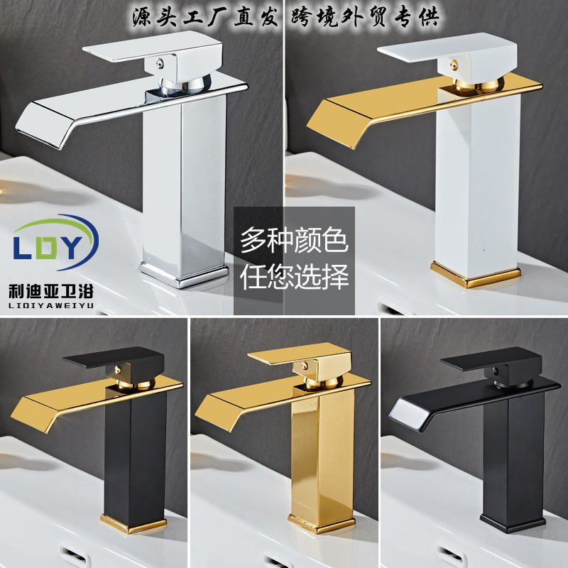 Waterfall Faucet for Basin Sink, Countertop Basin, Hot and Cold Bathroom Cabinet, Single-Hole Washstand