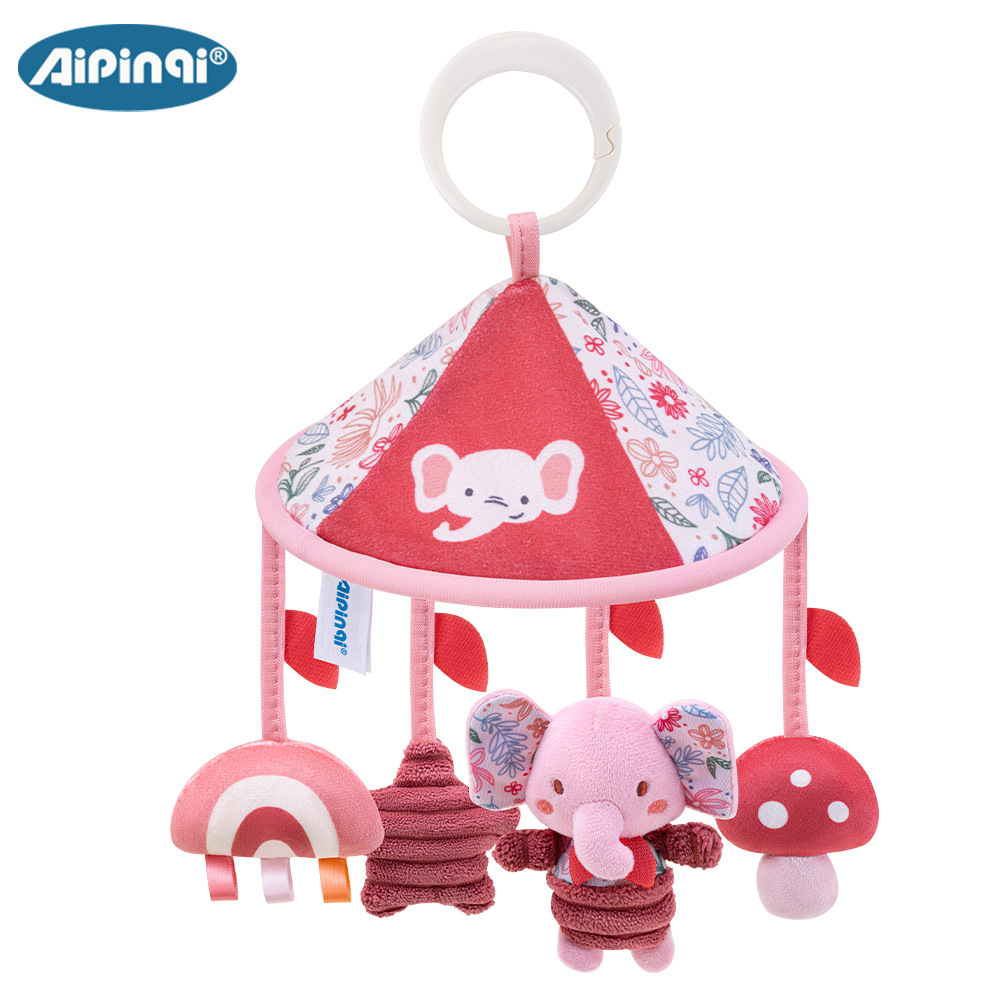 Aipinqi nuevo carro de paraguas rosa colgar 0 años de bebé carro colgante animal bebé calmar juguetes de peluche