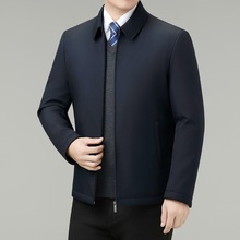 中老年棉衣翻领夹克外套冬新款爸爸装休闲时尚商务行政大码棉服