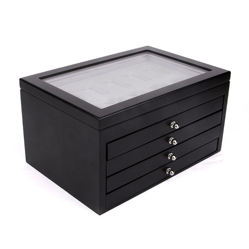 New wooden lighter gift box storage box multi-layer 50 grid lighter cigarette butt display box collection box