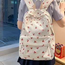 韩版ins小清新软妹双肩包原宿小众设计学生引闪碎花书包文艺背包