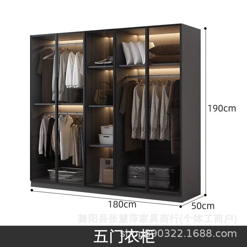 玻璃门衣柜家用卧室小户型收纳储物柜新款衣帽间组合主卧衣柜衣橱|undefined