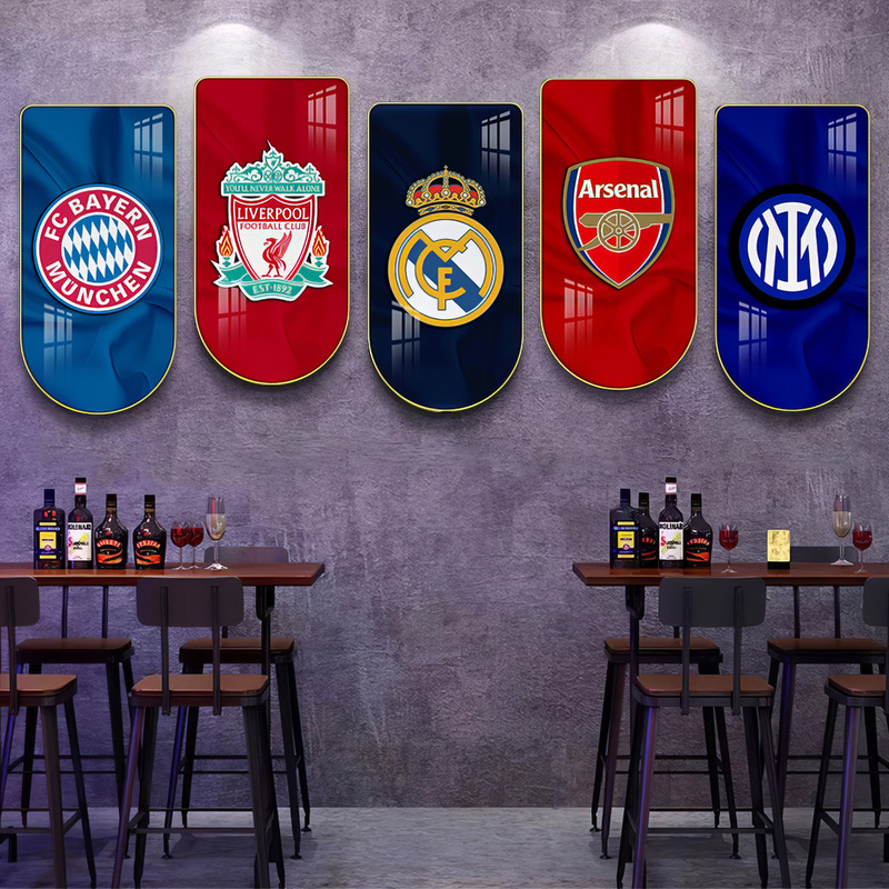 Football Team Emblem Decorative Painting Sports Lottery Store Wall Decoration World Cup Major Club Hanging Painting Bar Ktv Mural