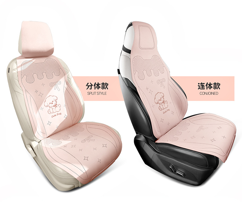 Car Seat Cushion Cartoon Suede Half-Cover Seat Cover New Style Cute Breathable Car Seat Cushion for Women
