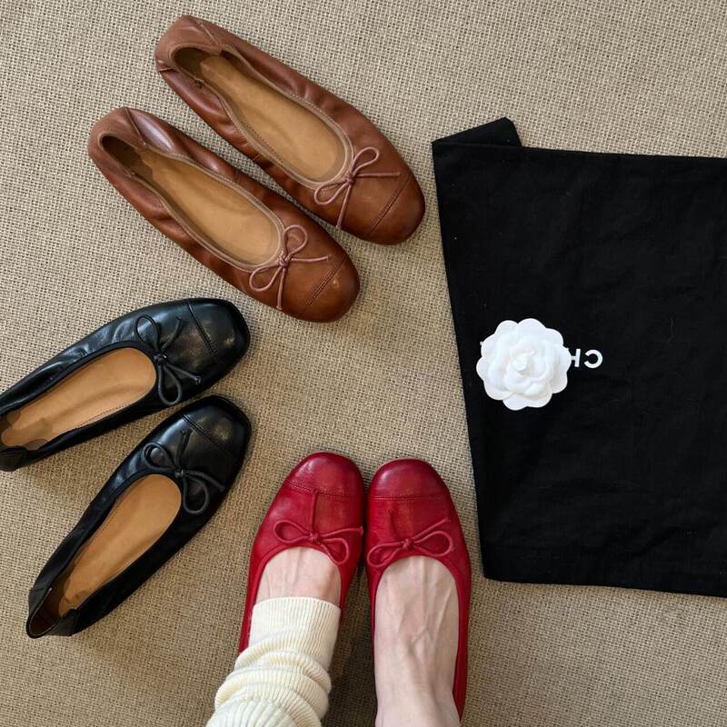 First Encounter Season: Soft, flattering, light red French retro Mary Jane round-toe shallow flat ballet shoes for women First Encounter Season: Soft, flattering, light red French retro Mary Jane round-toe shallow flat ballet shoes for women