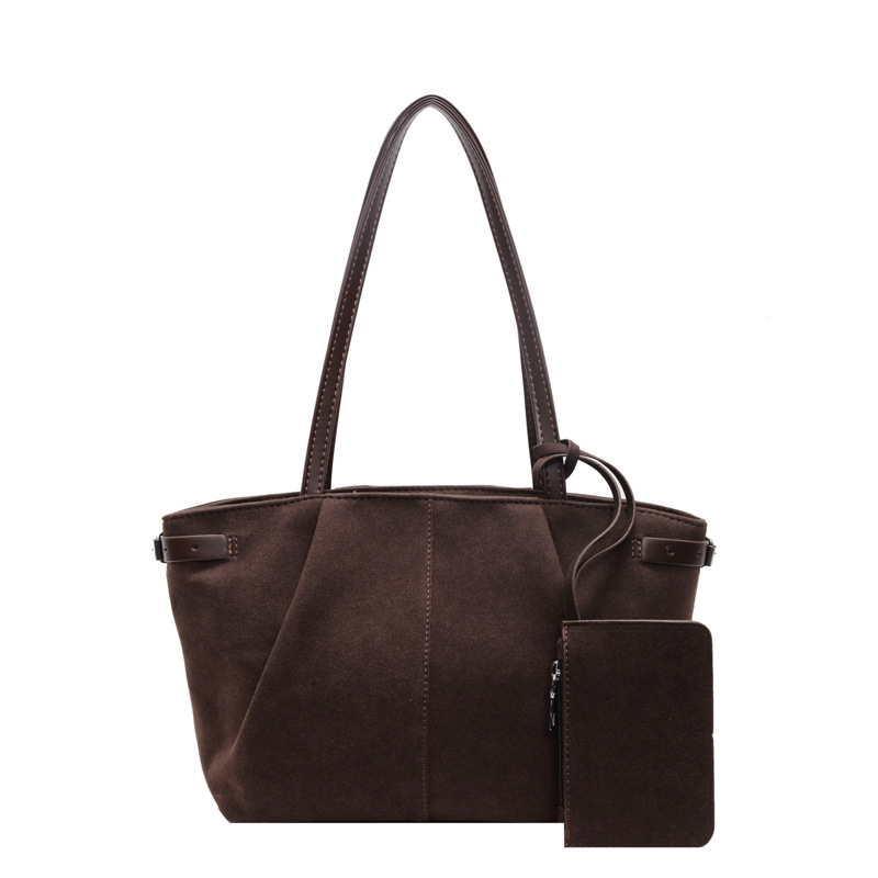 Cross-Border Korean Style Niche Large Capacity Tote Bag For Women 2026 New Season Suede Casual Commuter Handbag Shoulder Bag - Thumbnail 6