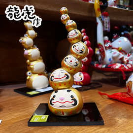 龙虎作六连达摩迷你招财摆件 八连达摩桌面创意招财摆件日式达摩