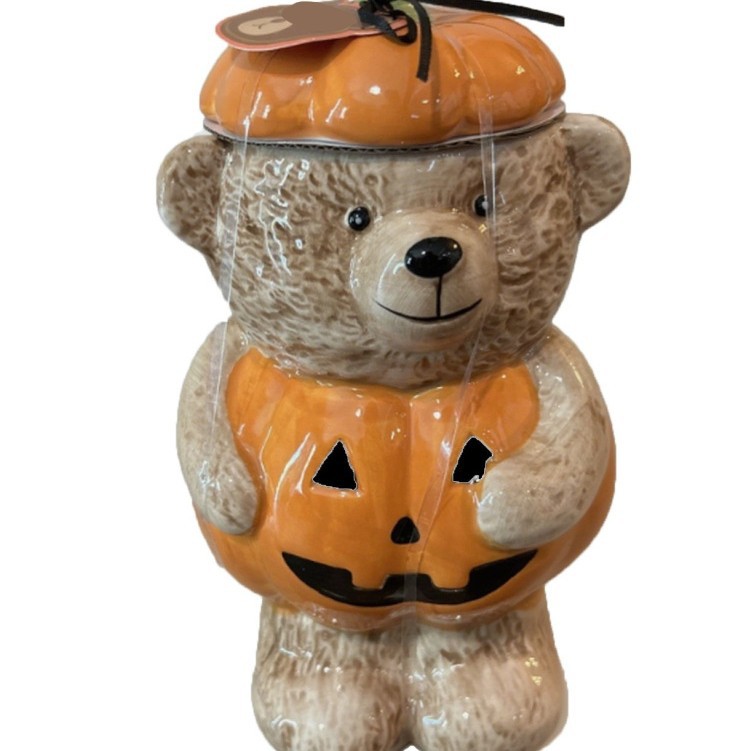 现货 万圣节南瓜幽灵小熊系列树脂工艺摆件氛围装饰玻璃瓶材料配