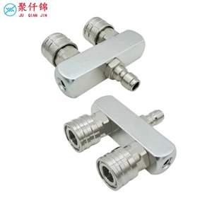 High-Pressure Washer Dual Nozzle Stainless Steel Splitter Adapter for Car Washing with Dual 1/4 Quick Connectors and 2-Color Nozzles
