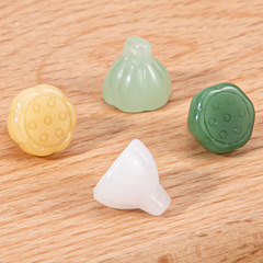 Imitation Jade Glass Lotus Bud Button for Ancient Style Cheongsam, National Style Chinese Traditional Costume, Hanfu Decorative Accessories