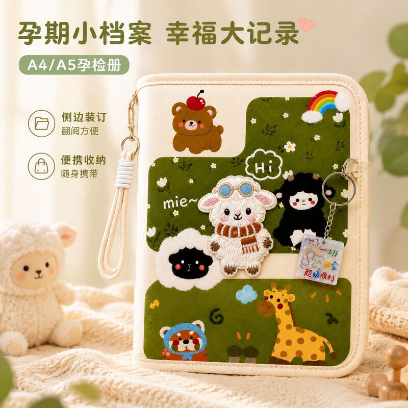 Prenatal check-up and pregnancy inspection storage book, examination report sheet, baby sheep pregnancy record book, storage record manual, document bag