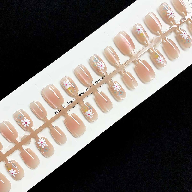 30 Pieces of Wearing Armor Handmade 2024 New Nail Art Finished Advanced Wearable Short Nail Pink Flower