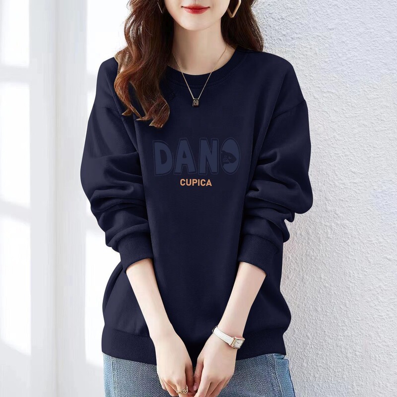 High-Quality Fleece-Lined Thick Pullover Sweatshirt for Women, Pure Cotton, Loose Fit, Slimming, Versatile, Trendy Outerwear Top High-Quality Fleece-Lined Thick Pullover Sweatshirt for Women, Pure Cotton, Loose Fit, Slimming, Versatile, Trendy Outerwear Top