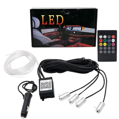 Car atmosphere light LED optical fiber Other lights - one-to-four-with-5-meters-optical-fiber-app-remote-control