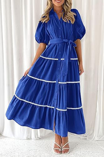 Frau Normales Kleid Einfacher Stil Ablehnen Kurzarm Einfarbig Midi-Kleid Täglich display picture 17