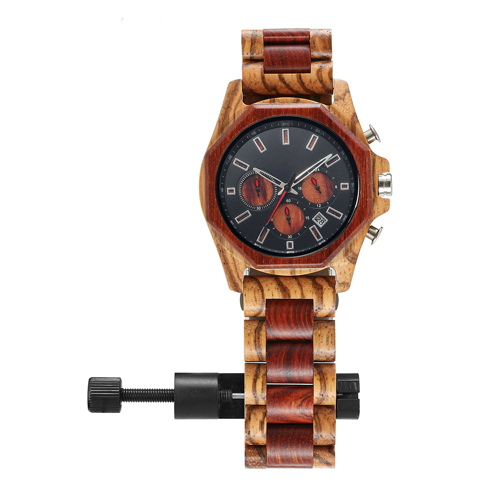 Nouvelle mode créative multi-fonctionnelle ensemble montre à Quartz vente chaude hommes bois montre tempérament montre_voghion.com