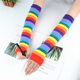 Rainbow Striped Sleeve Women's Half-Finger Warm Cotton Gloves Hyun-a Dancing Gloves Summer Sunscreen Half-Finger Gloves
