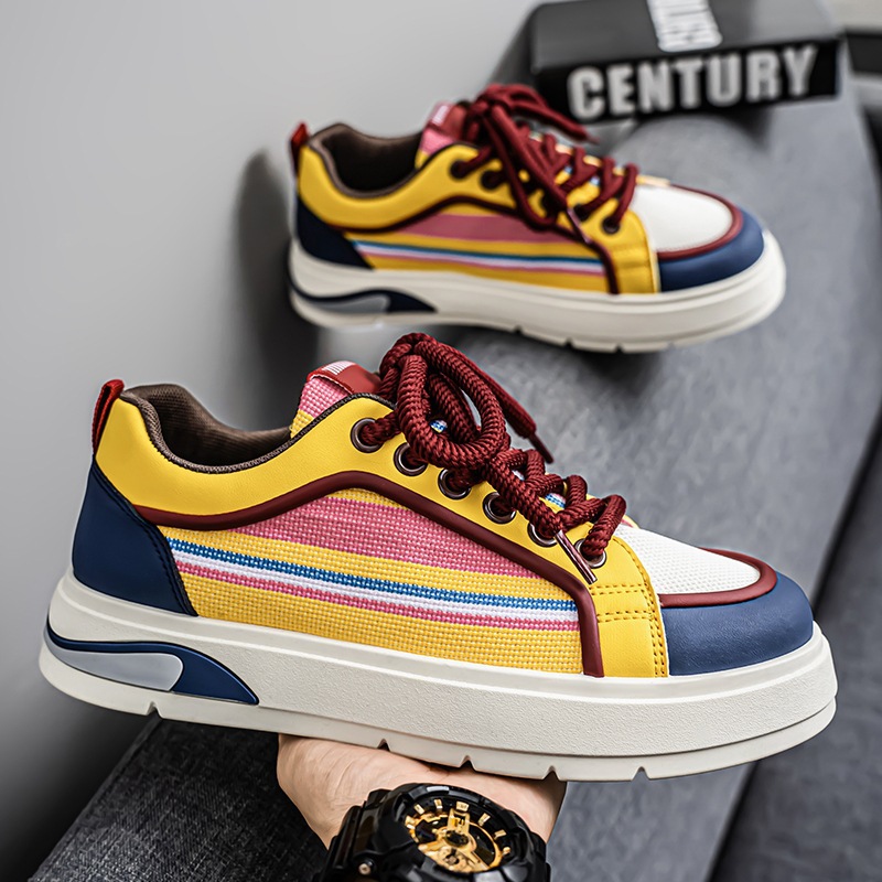 Zapatos de tablero de color personalizado para hombres, nicho, zapatos de moda de todo fósforo de Harajuku, zapatos de hombre de suela gruesa de verano para estudiantes, zapatos deportivos y casuales 2025