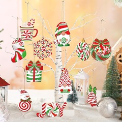 クロスボーダー木製クリスマスキャンディー色木製吊り工芸品クリスマスツリー装飾パーティー雰囲気看板