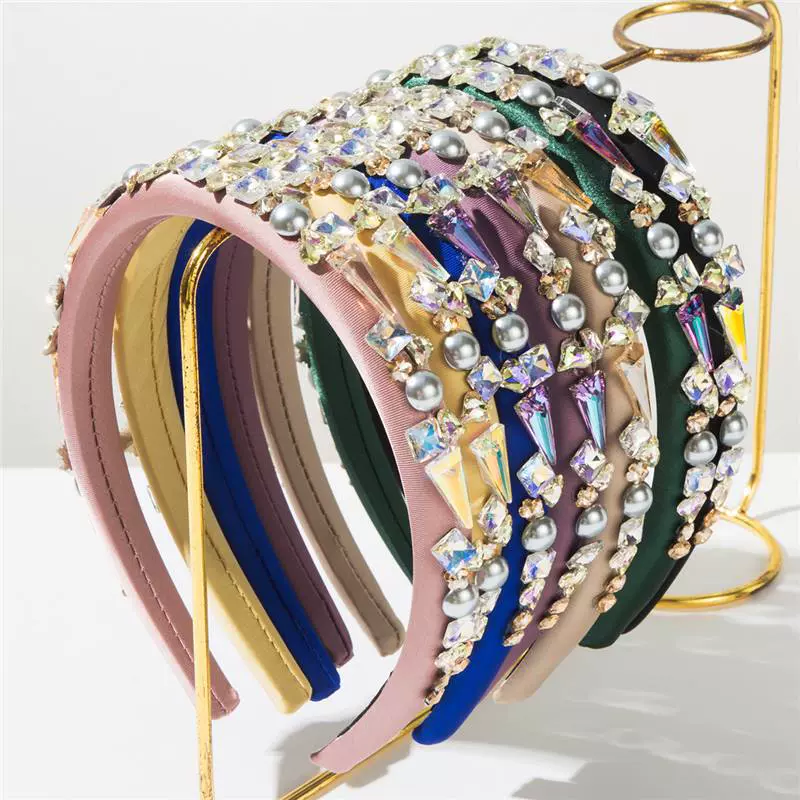 跨境韩版巴洛克气质百搭镶满钻发箍女精致华丽舞会宴会仿珍珠发饰