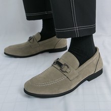 跨境英伦皮鞋男士韩版潮流反绒皮豆豆鞋一脚蹬懒人休闲流苏乐福鞋