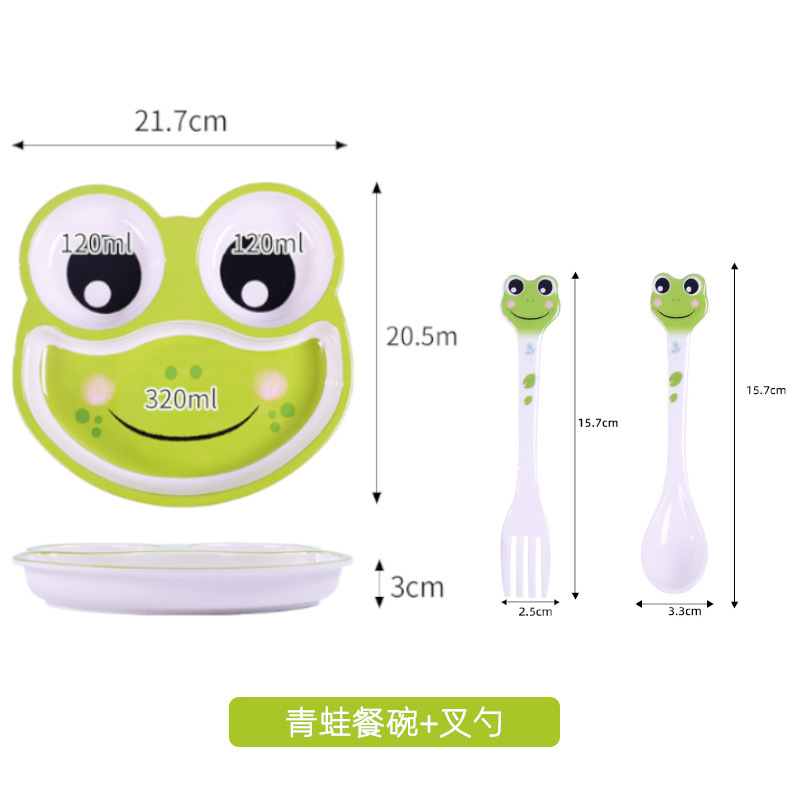 만화 접시 + 포크와 스푼