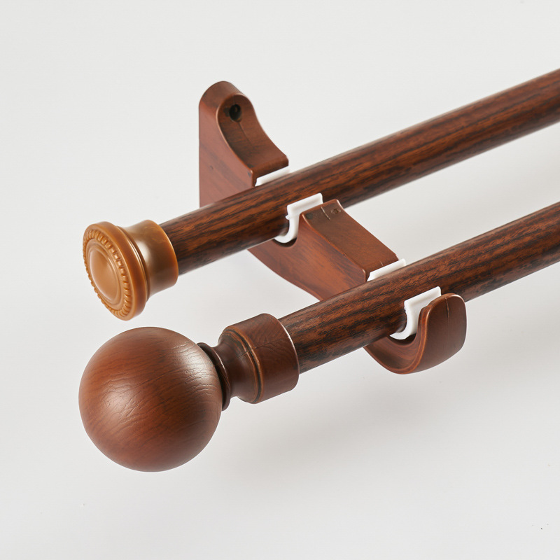 Varilla de madera simple, barra romana silenciosa, barra de cortina, barra de cortina de aleación de aluminio, barra simple, barra doble, pista de cortina al por mayor