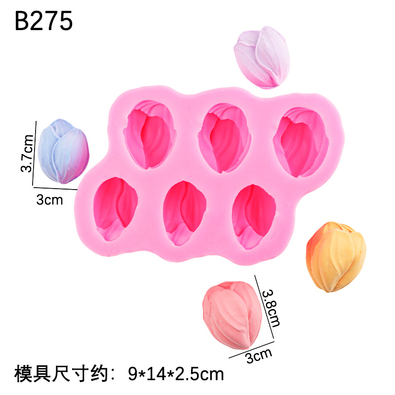 Raspador flor tulipán flor hoja molde de silicona pastel de bricolaje decoración chocolate horneado pétalos molde de hoja