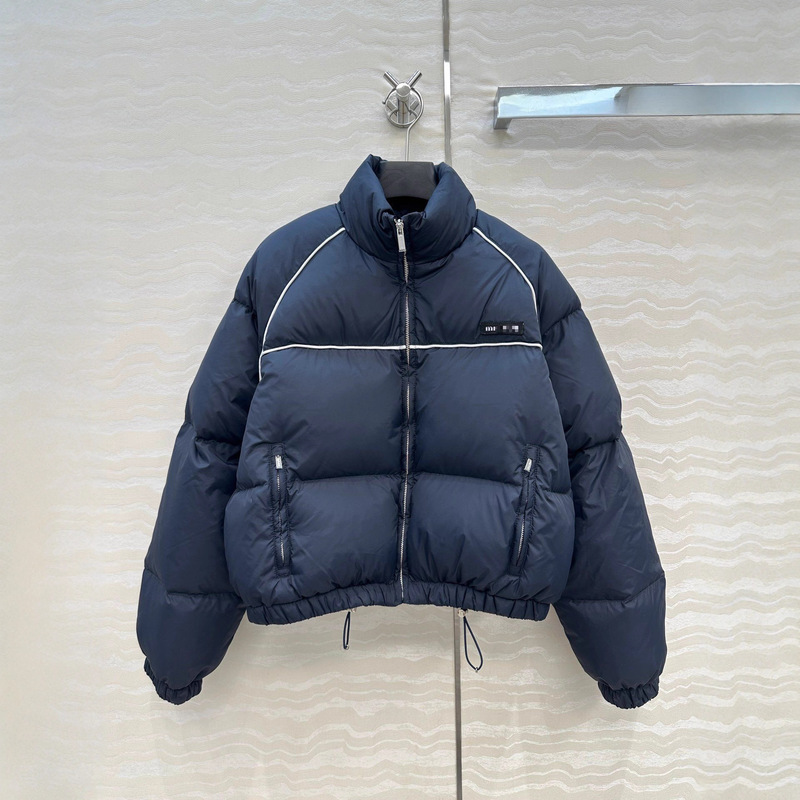 2025 New Autumn and Winter Age-Reducing British Style Navy Blue Arc De Triomphe Embroidered down Jacket for Women