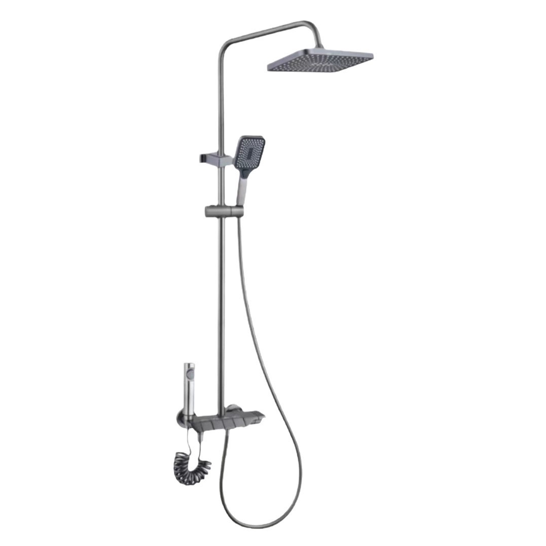 Ducha digital auténtica con temperatura constante, conjunto de ducha de bronce, ducha de lluvia gris, baño de presión de baño