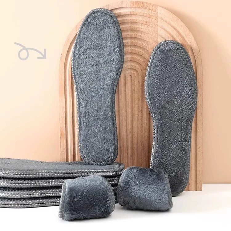 Зимняя стелька с искусственной кистью кролика, плюшевая утолщение, теплая, холодная и теплая, мужская дышащая и удобная стелька для женщин