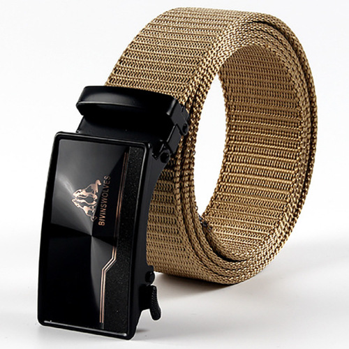 Men's thickened nylon belt  new canvas tactical belt automatic buckle outdoor sports and leisure versatile pants belt