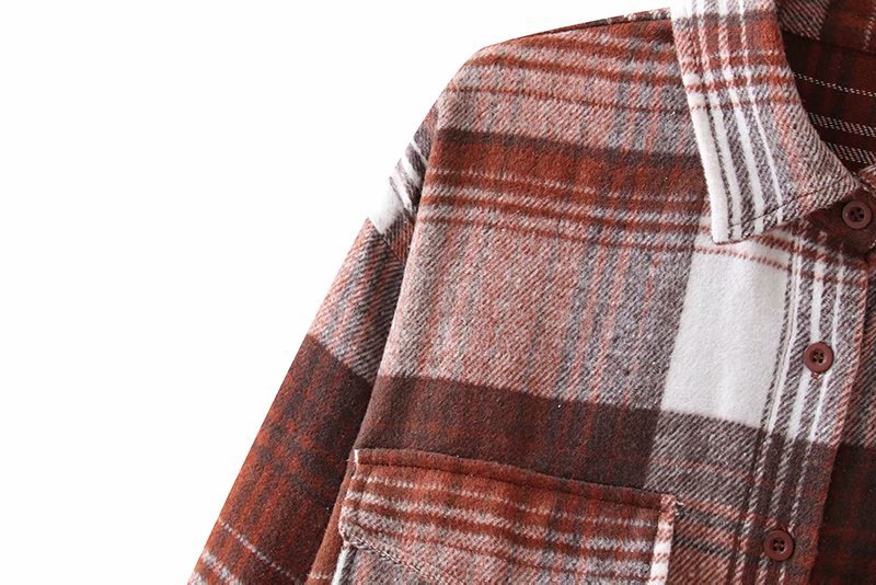 plaid double pocket woolen shirt Nihaostyles wholesale clothing vendor NSAM75869