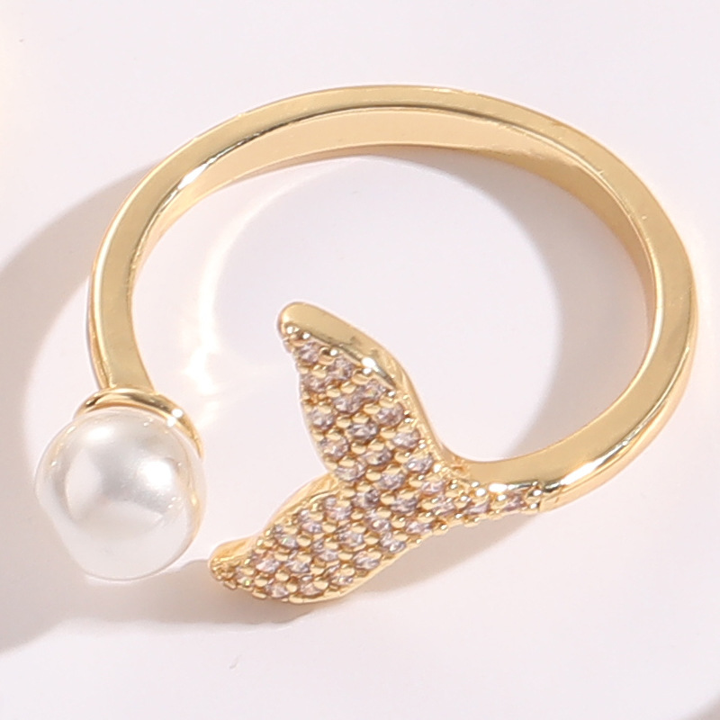 Fashion Flower Butterfly Bow Knot Copper Plating Inlay Pearl Zircon Open Ring 1 Piece