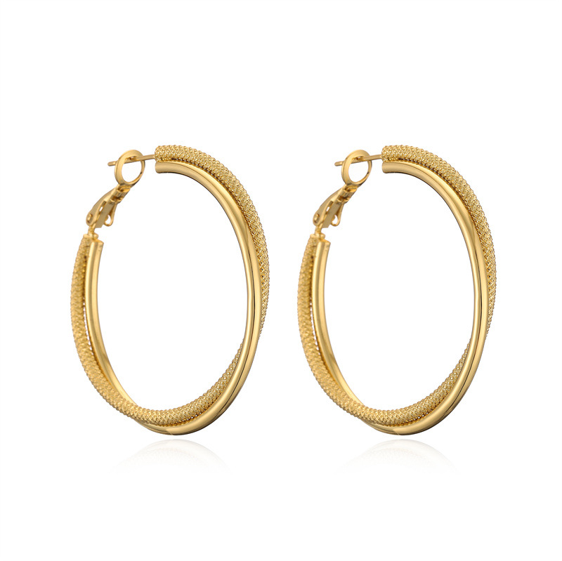 Oro verdadero electroplacado oro en forma de C pendientes de orejas metálicas simples estilo de alta moda pendientes geométricos retro