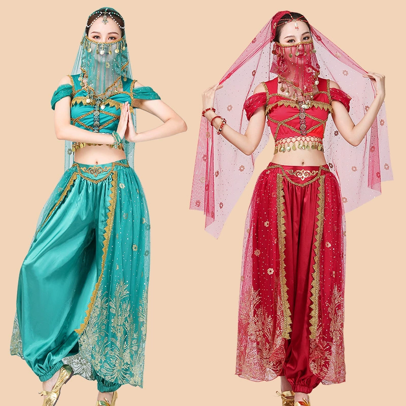 Хэллоуин Дуньхуан Пустыня Принцесса Жасмин Танцевальный костюм Женский взрослый индийский танцевальный костюм Экзотический набор