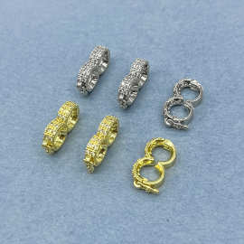 18K包金保色珍珠8字扣手链项链串珠双排定位扣隔层万能扣饰品配件