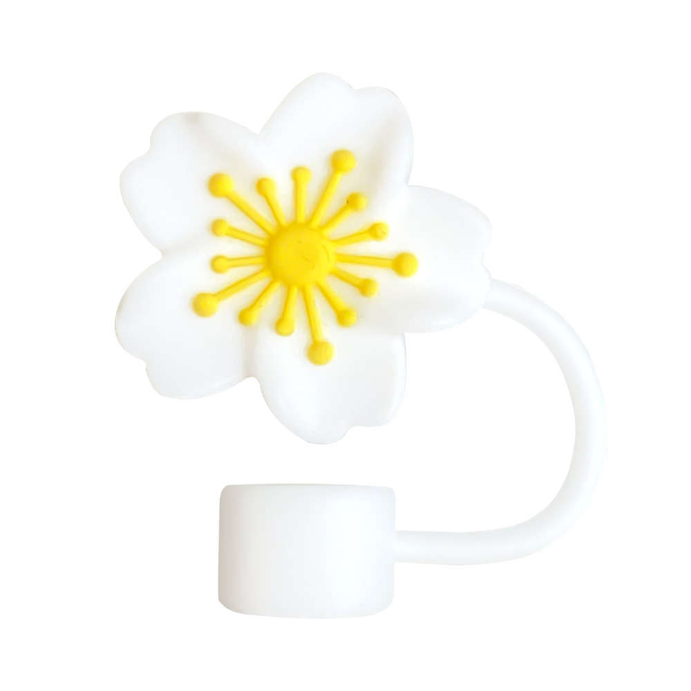 Flor de cerezo de silicona con estambre amarillo