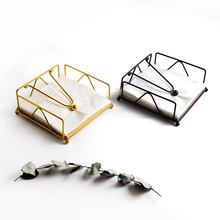 外贸跨境铁艺纸巾架金属餐巾架咖啡桌面方巾纸座铁艺餐巾架收纳架