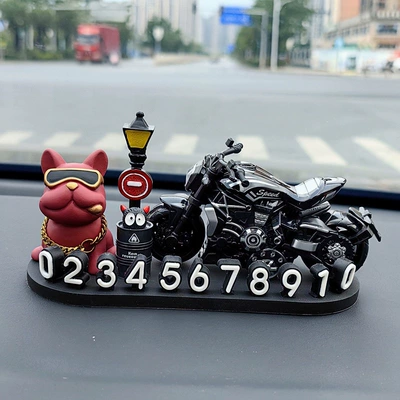 plate, 3D car phone number, Nömrəli dayanma kartı - red-french-bulldog-streetlight-oil-drum-demon-cruise-black-3d-o-style