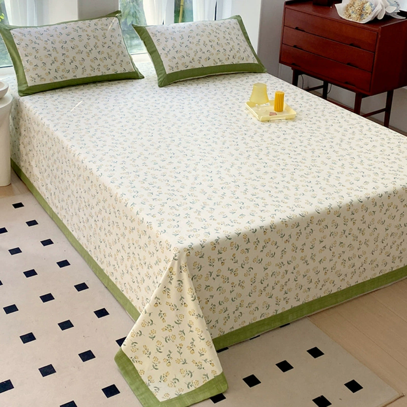 Cotton sheet, pillowcase, set, floral print, cotton and linen, 3 piece set