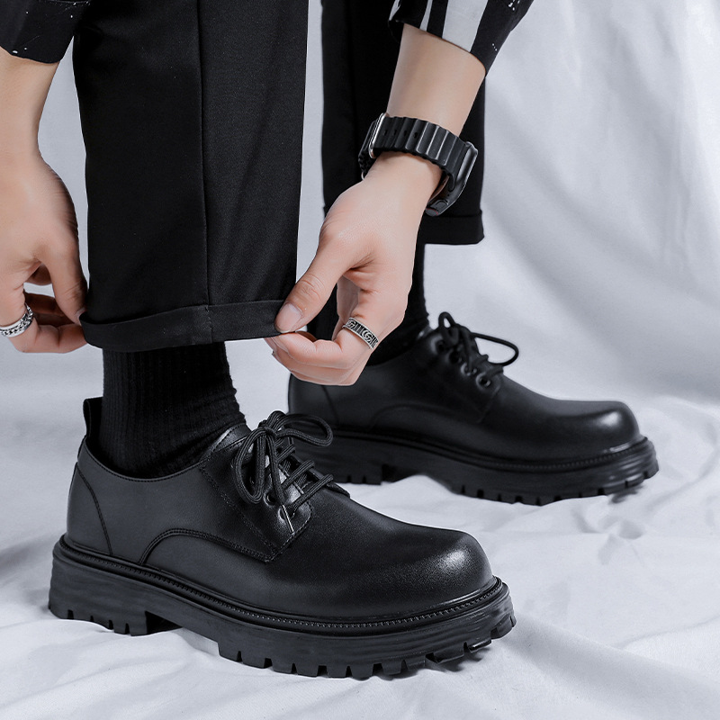 2024 Kožené boty Pánské Podzimní Studentské Velké Hnědé Vyšší Obchodní Šaty Svatební Nízké Martinské Boty 66103-Y_voghion.com