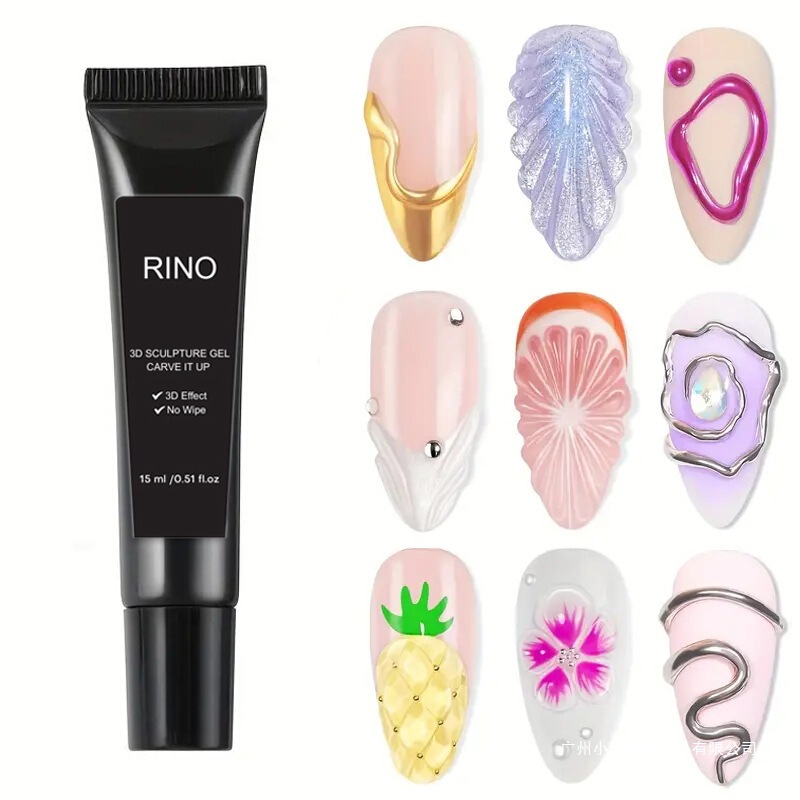 Cross-Border Hot-Selling Transparent 3D Nail Art Sculpting Gel DIY Sculpting Modeling Adhesive Rhinestone Gel Embossing Gel Odorless