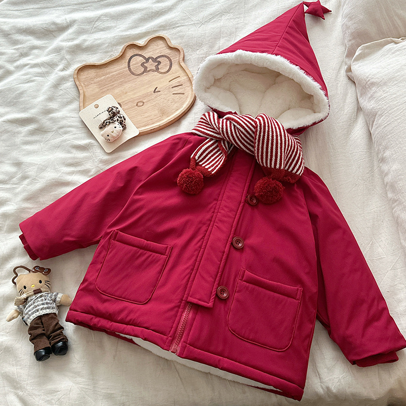 Estrellas de niñas de invierno para superar la chaqueta de algodón infantil de invierno tres prevención de terciopelo grueso chaqueta de calentamiento de niñas suelta